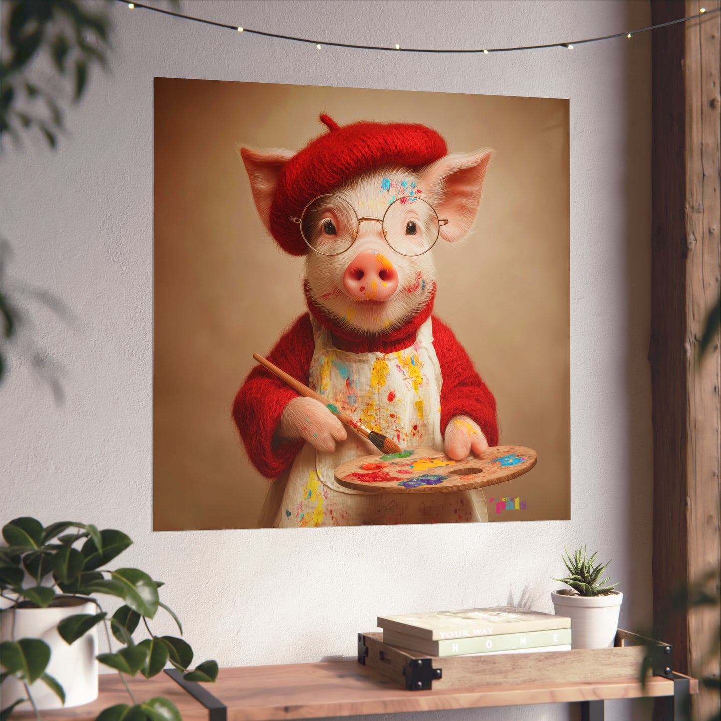 'Piglet Artist' Pailette Pal Fine Art Poster