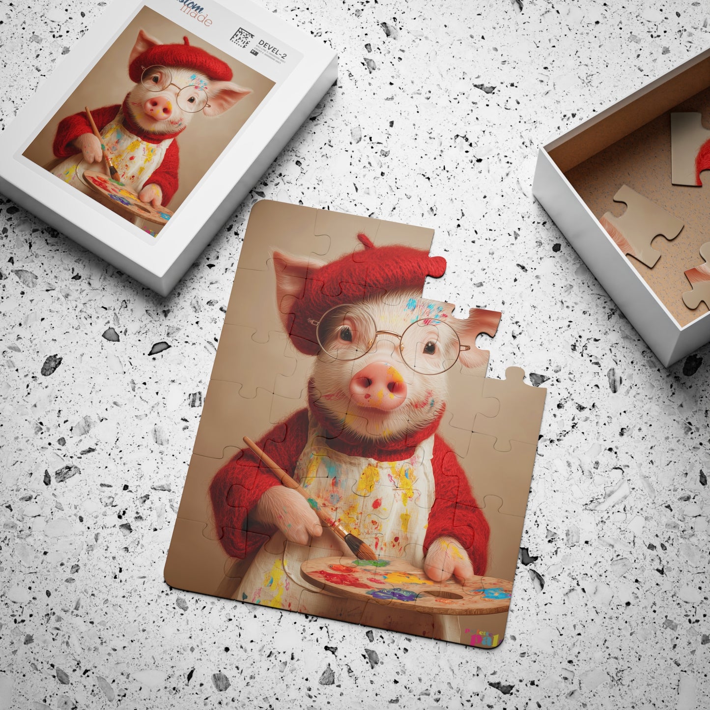 Piglet Artist 30-Piece Kids' Puzzle – Cute Painter Pig Jigsaw for Toddlers & Preschoolers