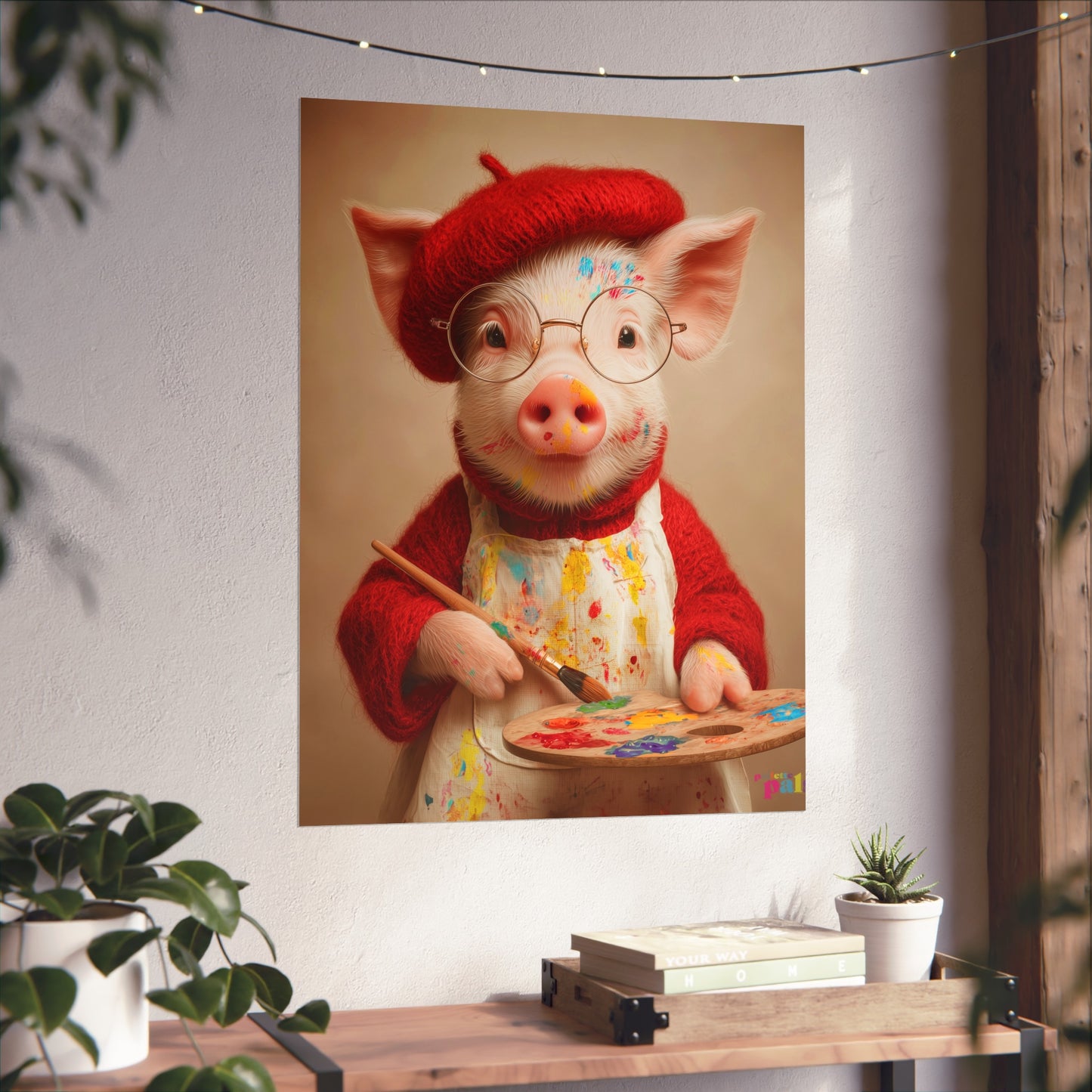 'Piglet Artist' Pailette Pal Fine Art Poster