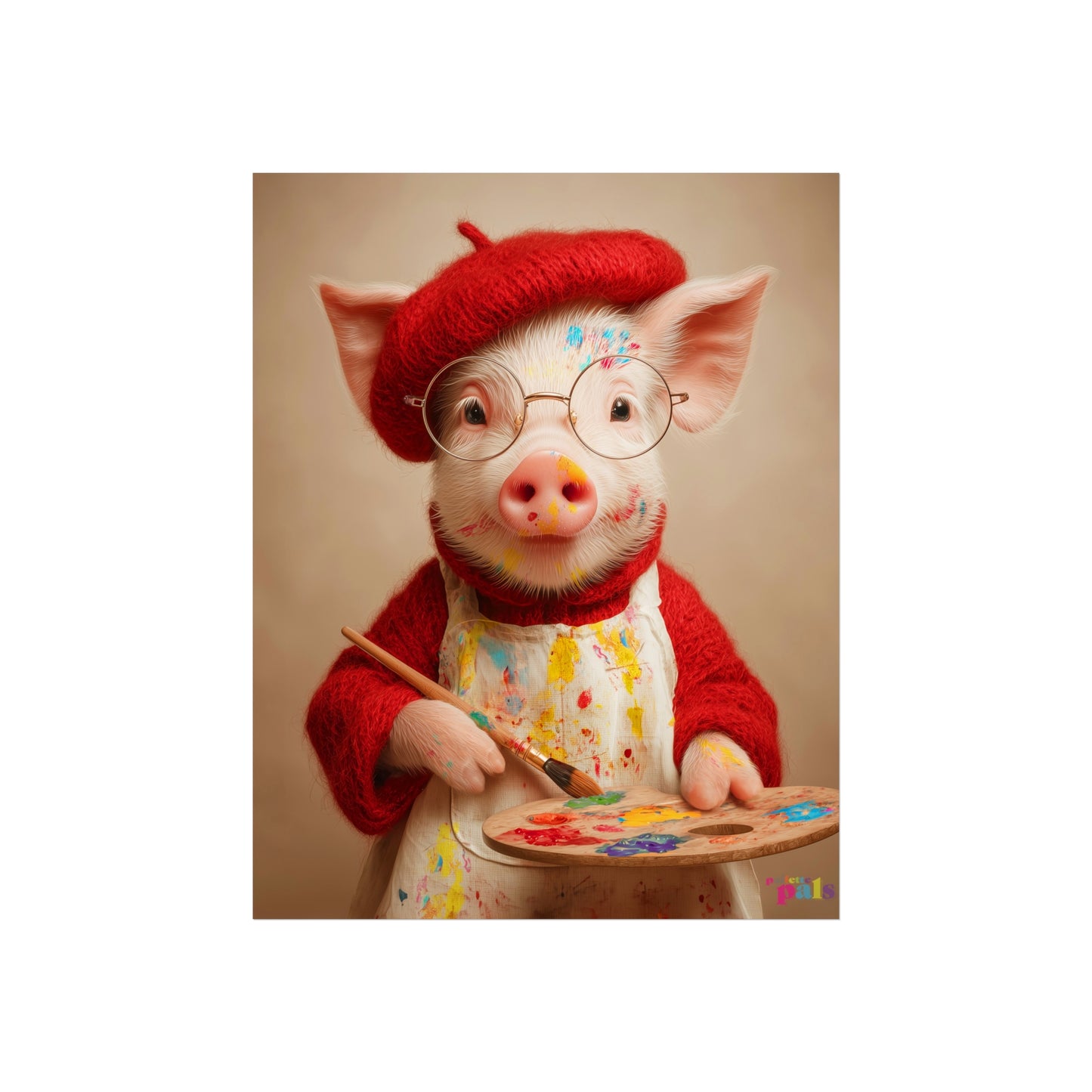 'Piglet Artist' Pailette Pal Fine Art Poster