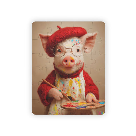 Piglet Artist 30-Piece Kids' Puzzle – Cute Painter Pig Jigsaw for Toddlers & Preschoolers