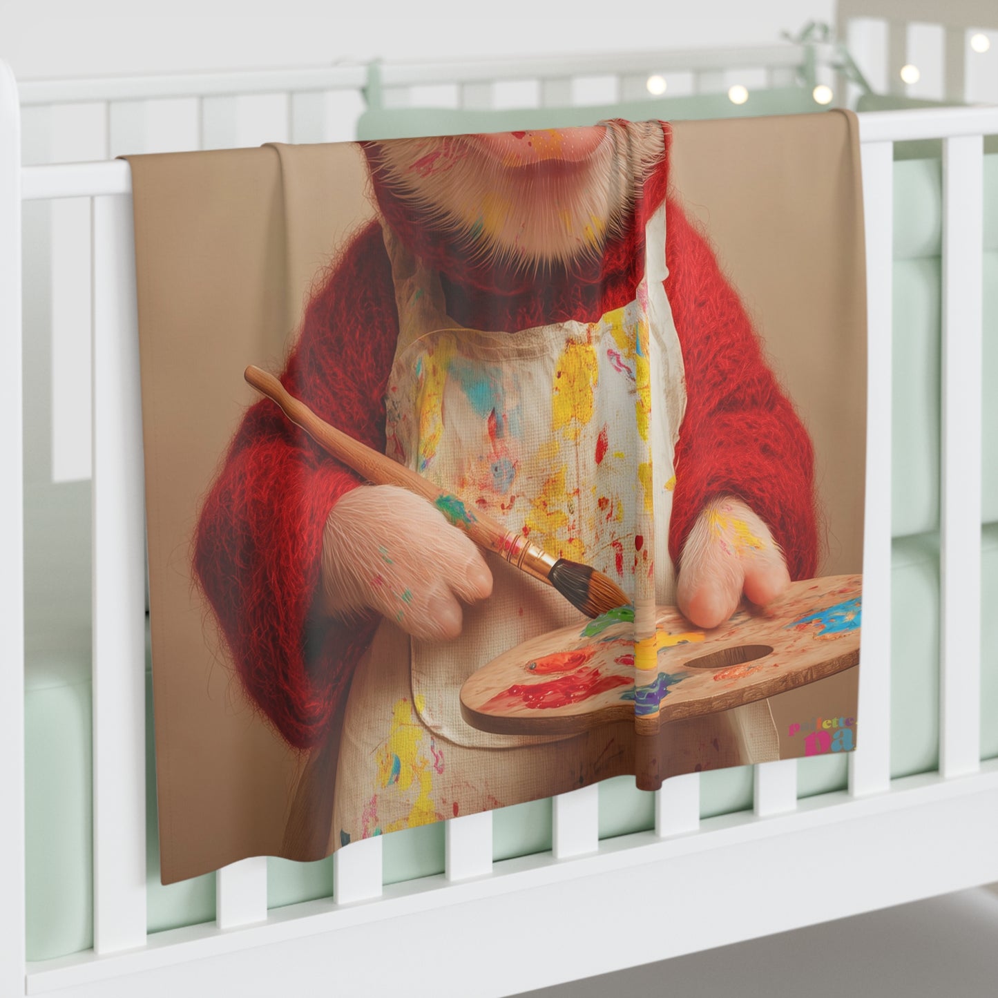 Piglet Artist Baby Swaddle Blanket — Cute Painter Pig in Beret Newborn Swaddle