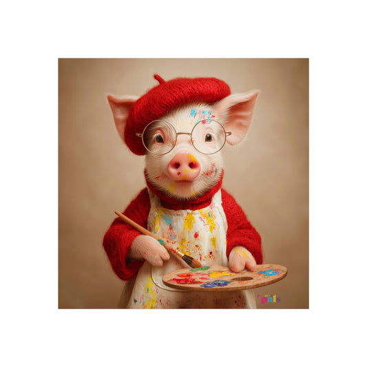 'Piglet Artist' Pailette Pal Fine Art Poster